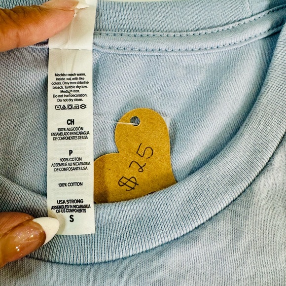 B+C Bad Moms Club Graphic Tee Cropped Blue & Black SZ SMALL NEW! - Picture 8 of 10